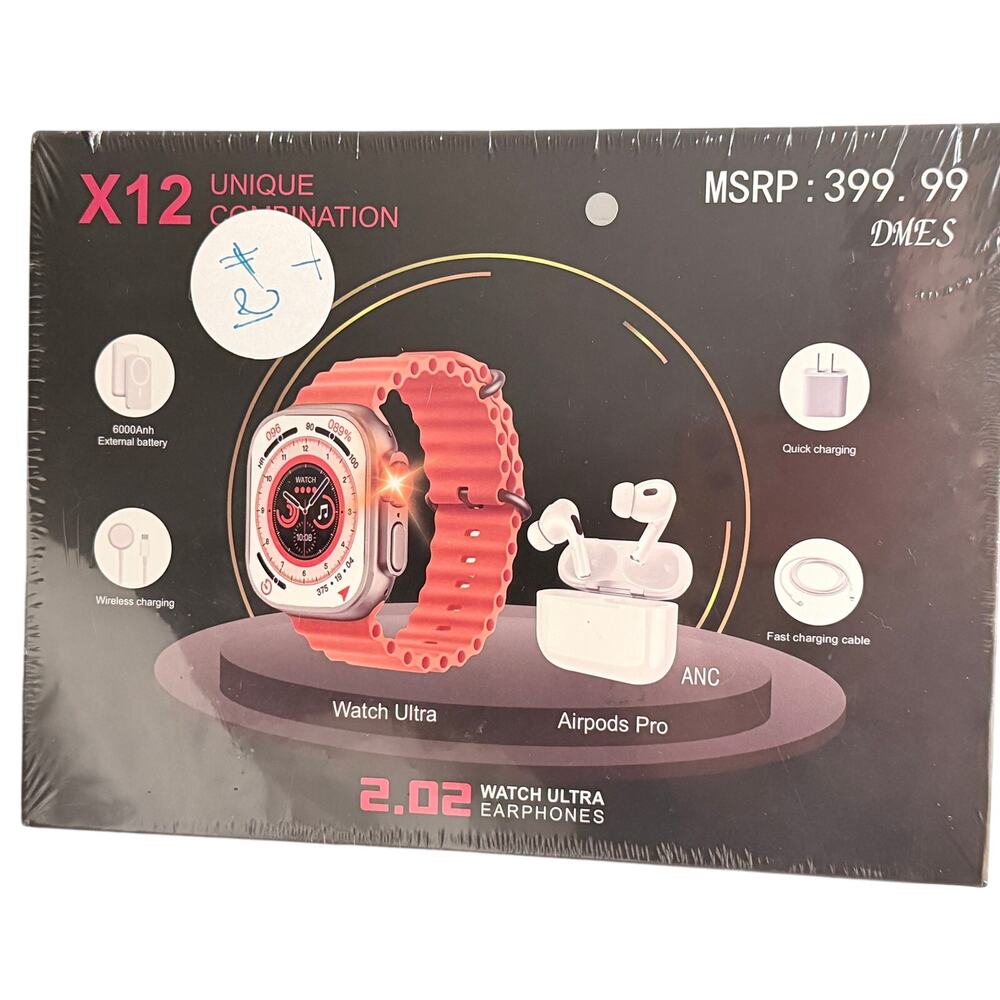 X12 Unique Combination Smartwatch and Earbuds Set/ 2.02" Smart Watch Ultra